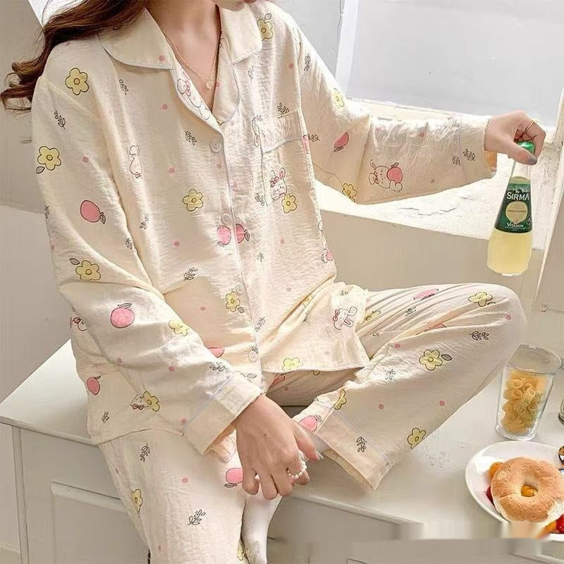 Graphic Long Sleeve Pajama Cardigan Lounge Set