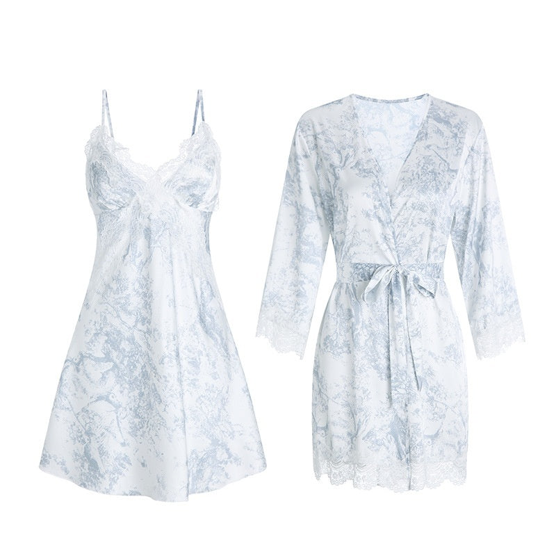 Satin Lace Sling Nightdress With Chest Pad