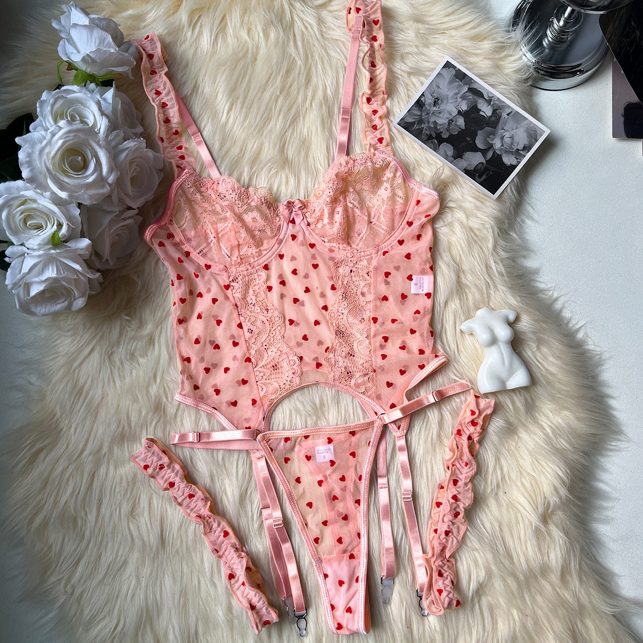 Flocking Love 4-piece Sexy Lingerie Set