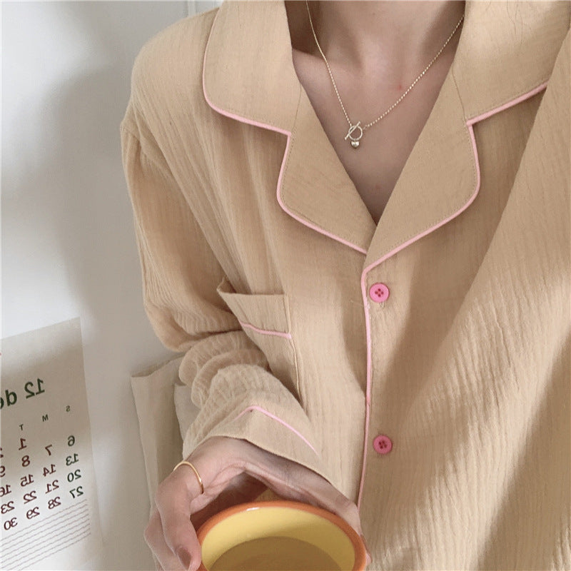 The Cutest Solid Color Long-sleeved Trousers Pajamas