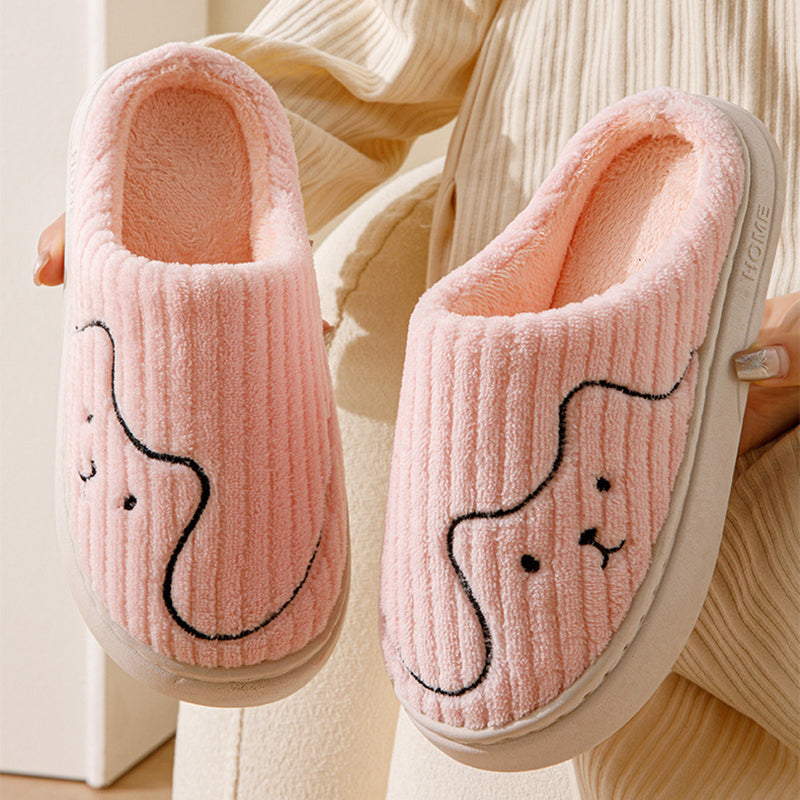 Striped Cat Indoor Non-slip Bedroom Warm Plush House Shoes