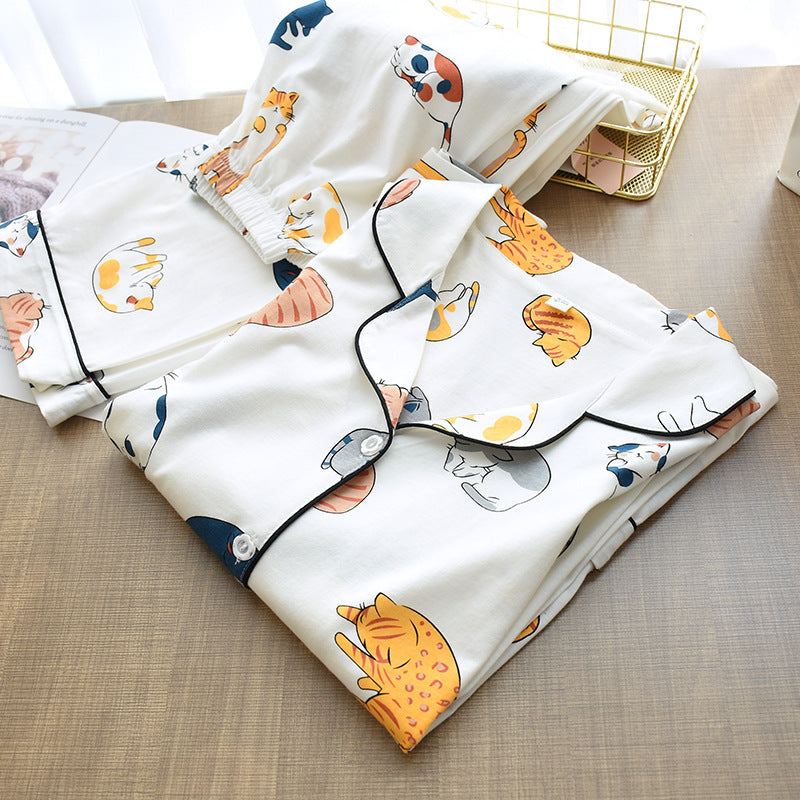 Women's Cat Print Loose Long-Sleeved Home Wear
