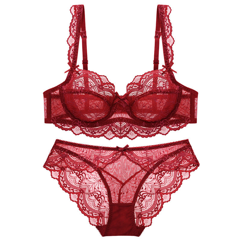 Ladies' Embroidery Thin Lace Bra Set
