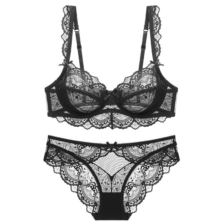 Ladies' Embroidery Thin Lace Bra Set