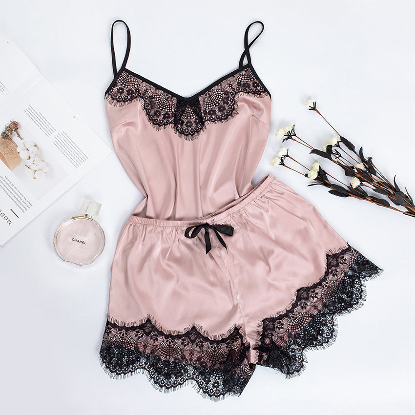 Sleeveless Satin Two-piece Set