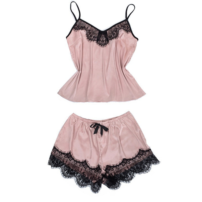 Sleeveless Satin Two-piece Set