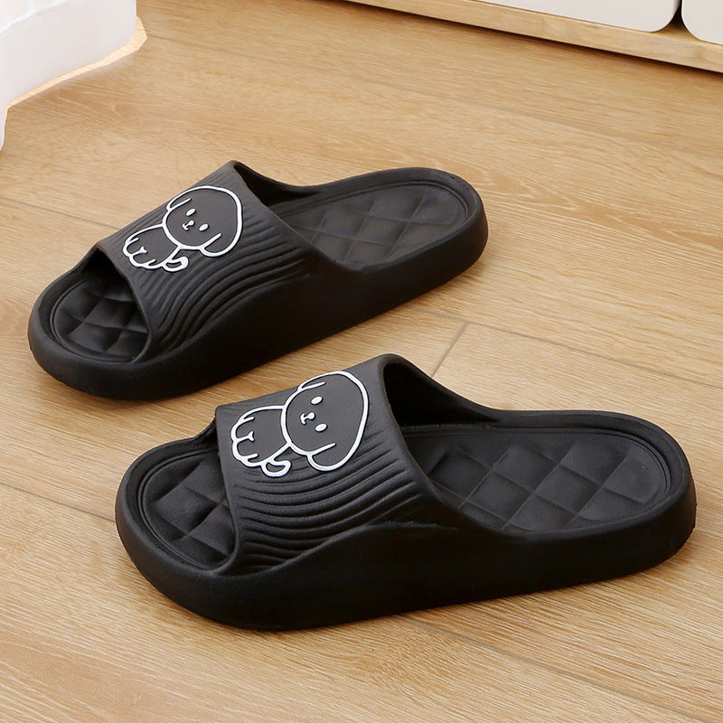 Solid Color Non-slip Cute Cartoon Dog Indoor House Shoes