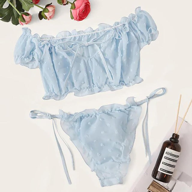 Romantic Bowknot Strapless Underwear Set