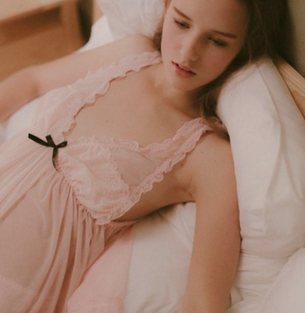 Sexy Lace Deep V Nightgown+Pantie Set