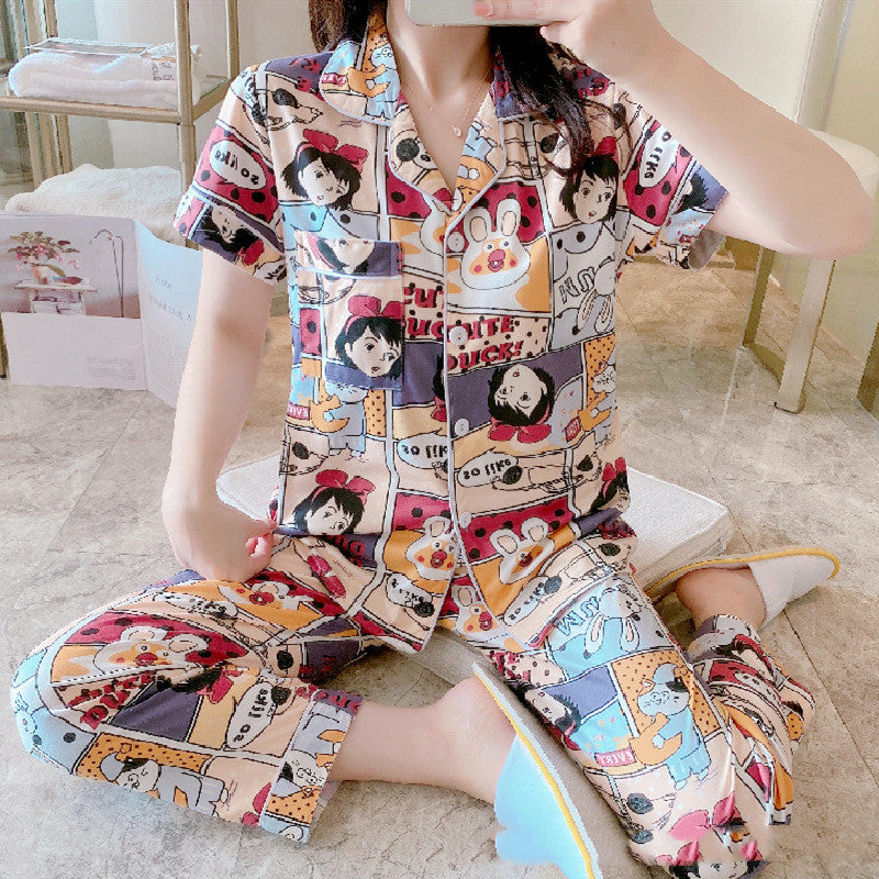 Short-Sleeved Trousers Cardigan Pajamas