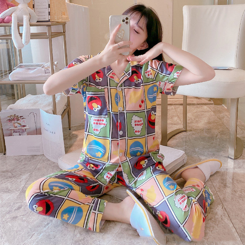 Short-Sleeved Trousers Cardigan Pajamas