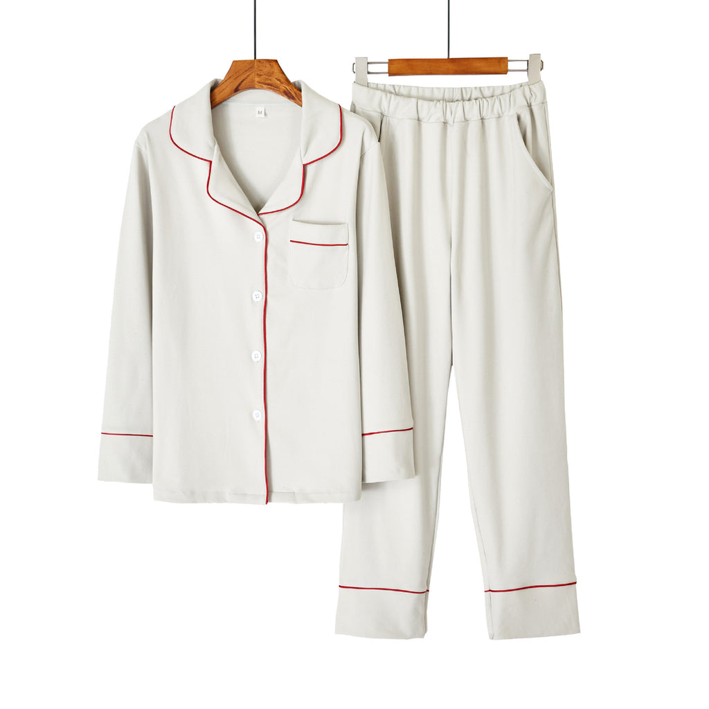 Fiber Contrast Color Lapel Warm pajamas