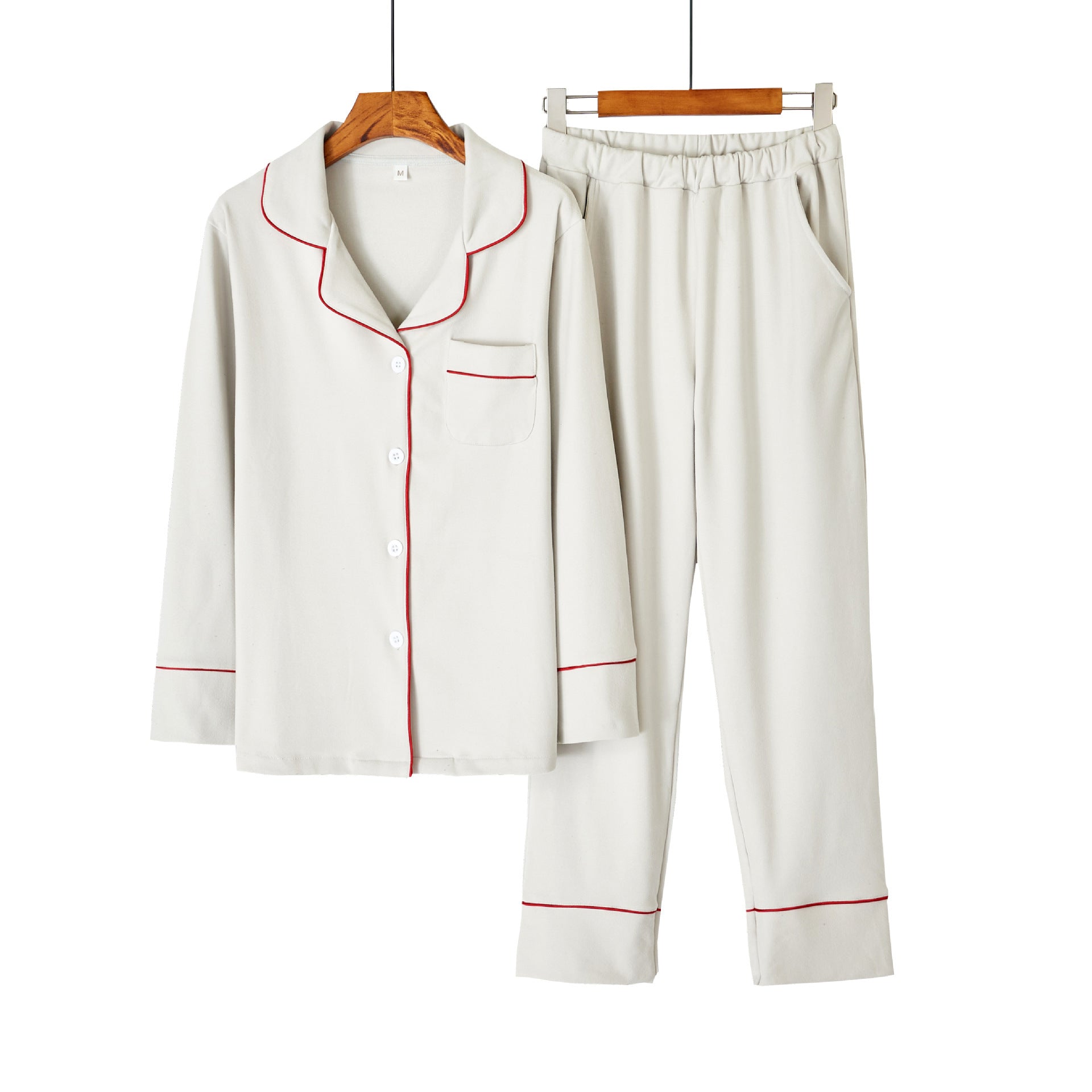 Fiber Contrast Color Lapel Warm pajamas