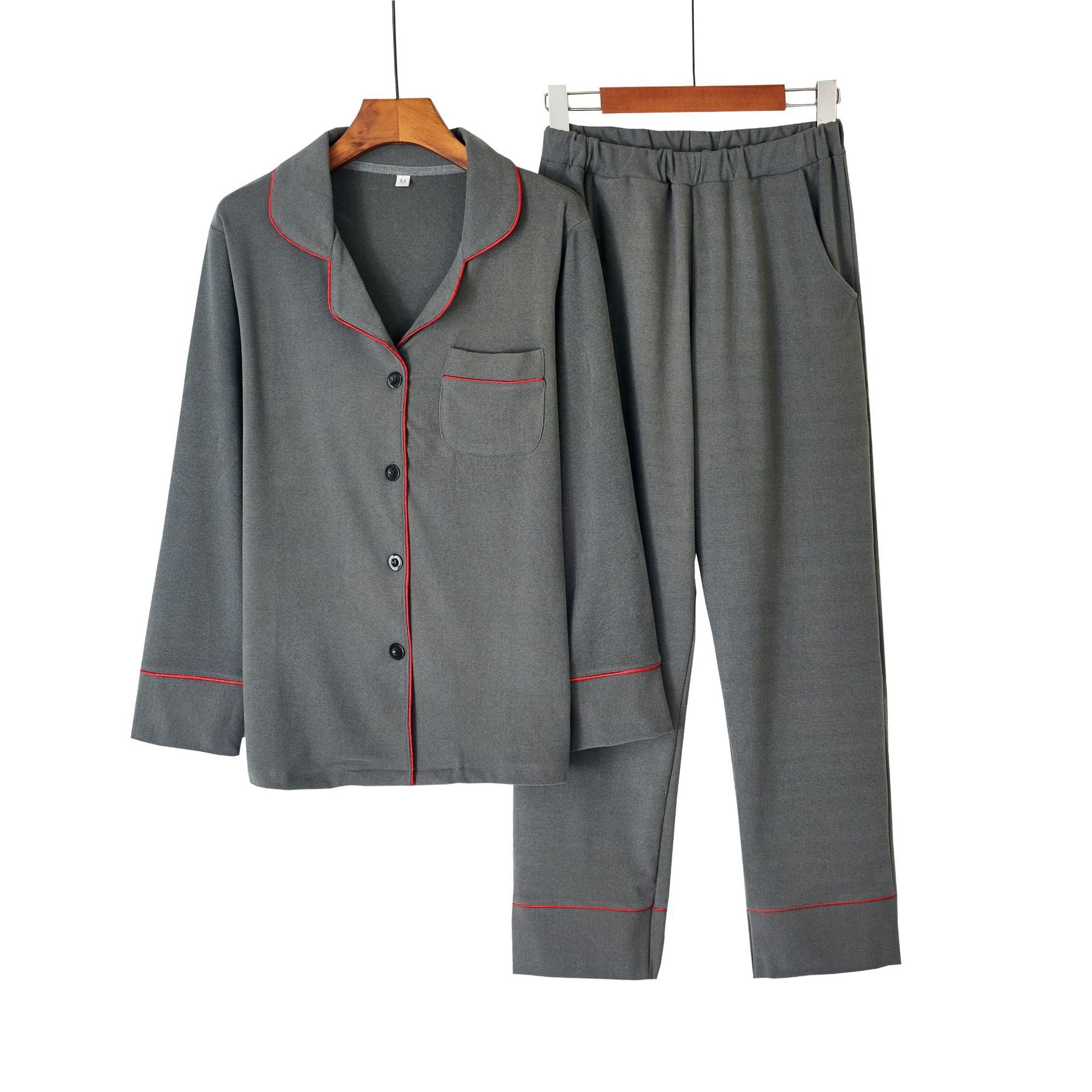 Fiber Contrast Color Lapel Warm pajamas