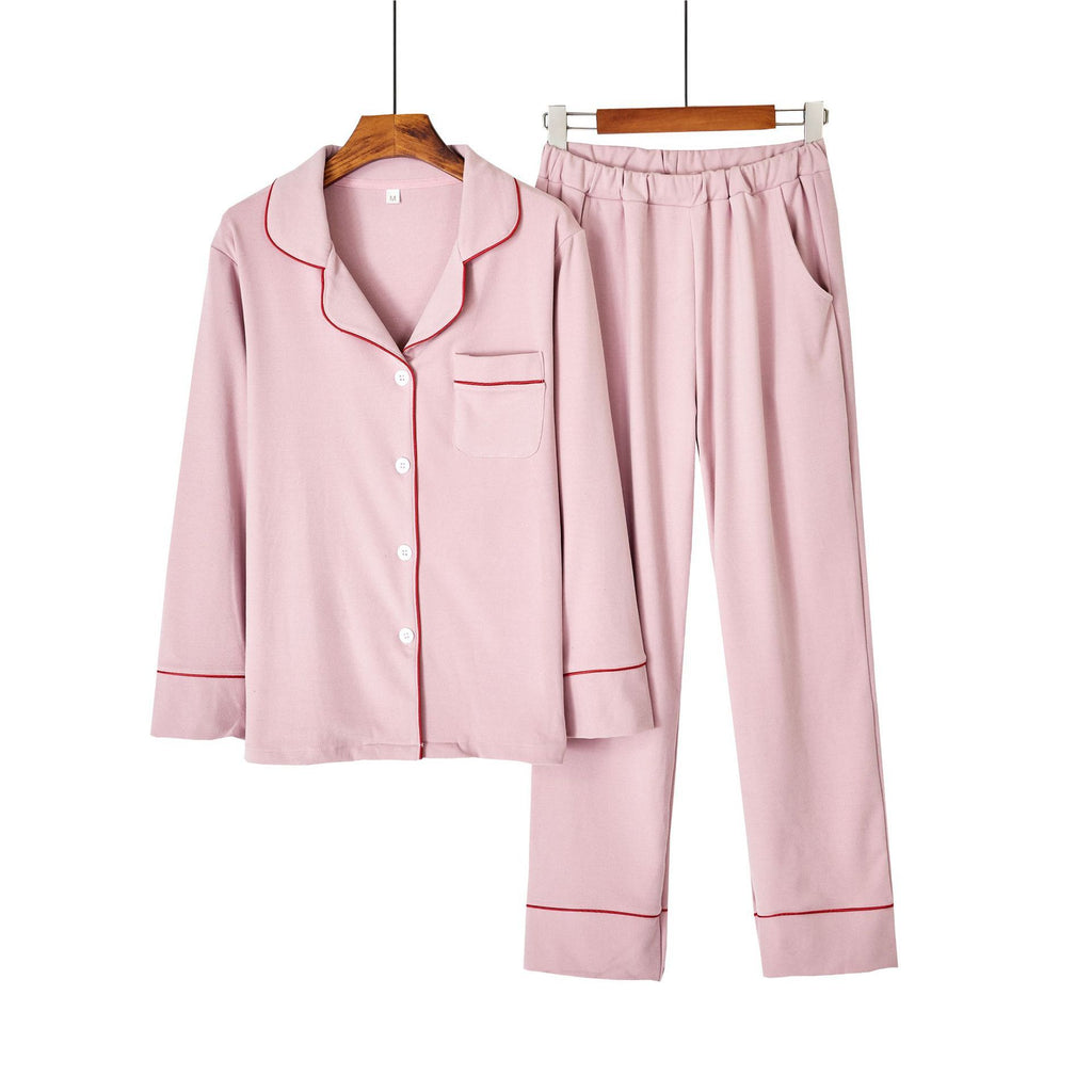 Fiber Contrast Color Lapel Warm pajamas