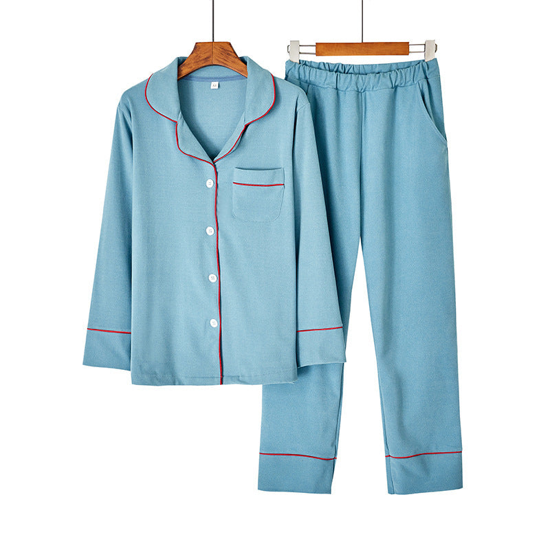 Fiber Contrast Color Lapel Warm pajamas