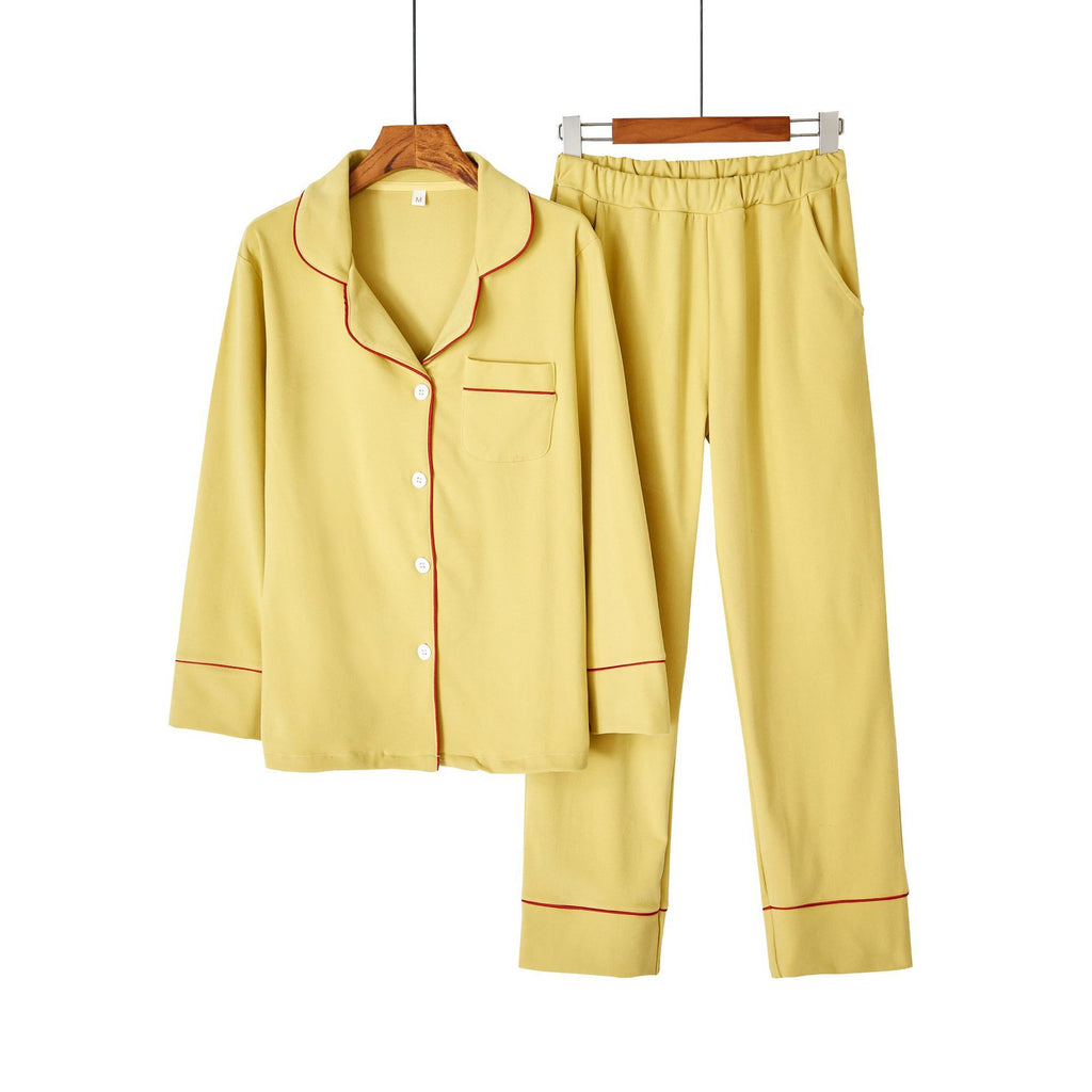 Fiber Contrast Color Lapel Warm pajamas