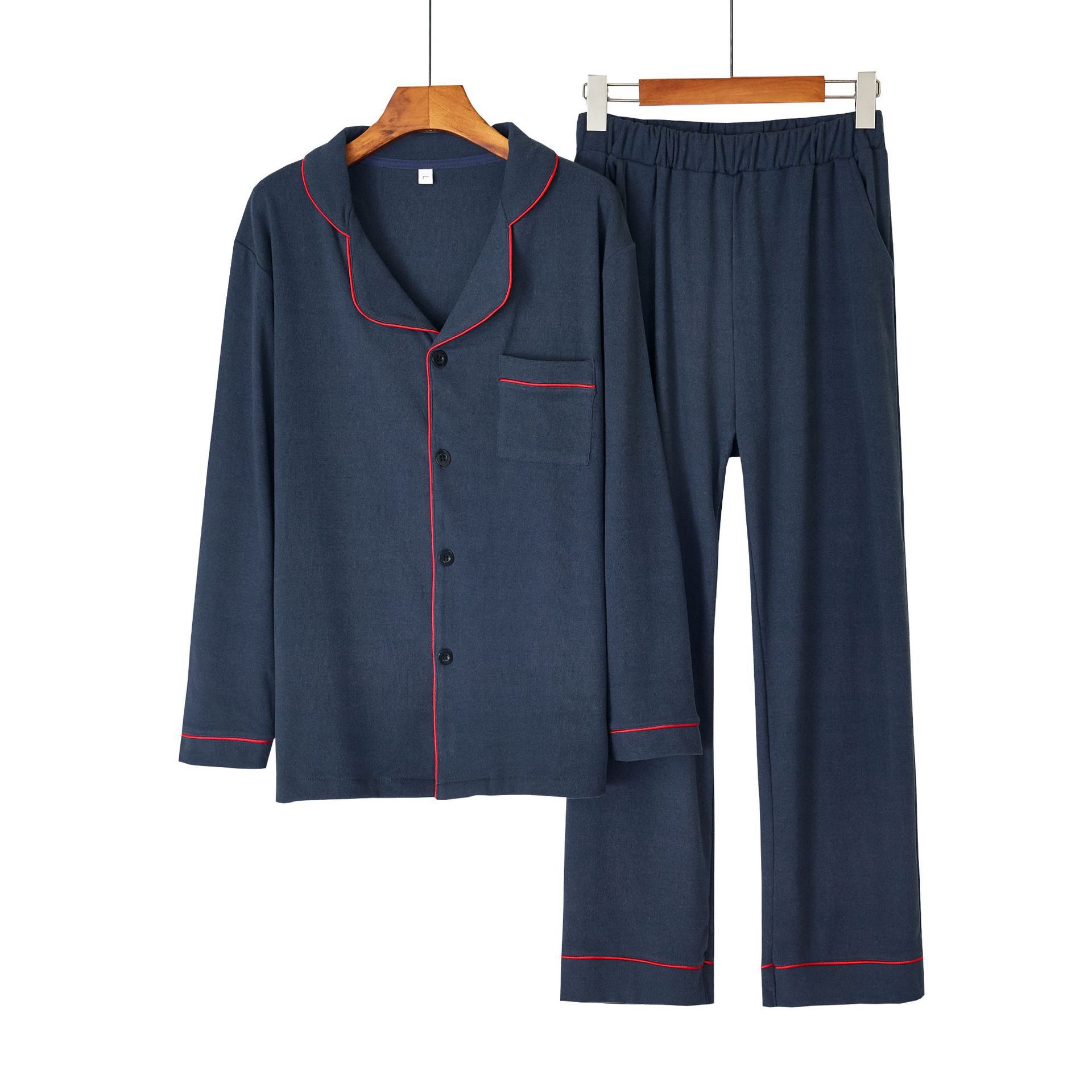 Fiber Contrast Color Lapel Warm pajamas