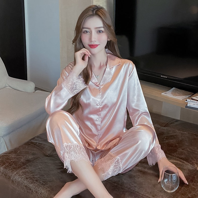 Two-Piece Thin Ice Silk Satin Set
