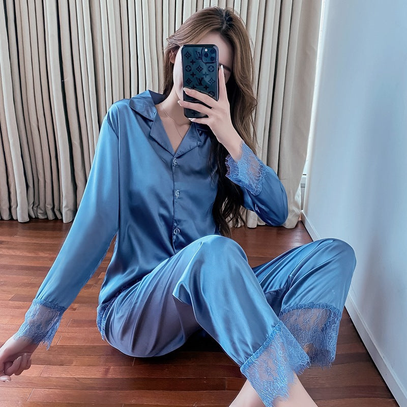 Two-Piece Thin Ice Silk Satin Set