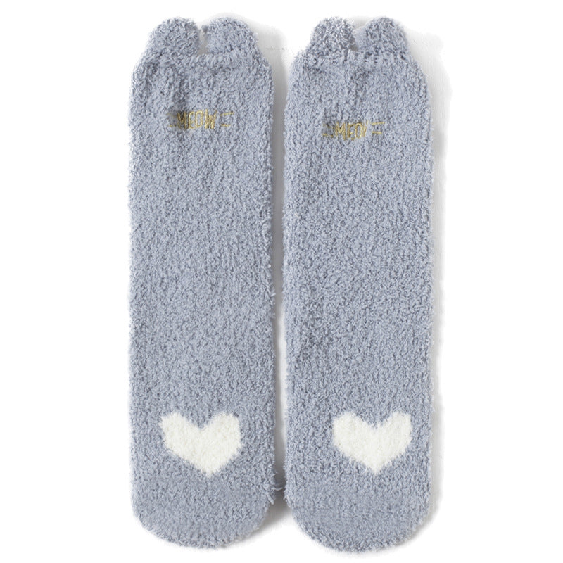 Coral Fleece Plus Velvet Floor Sleep Socks