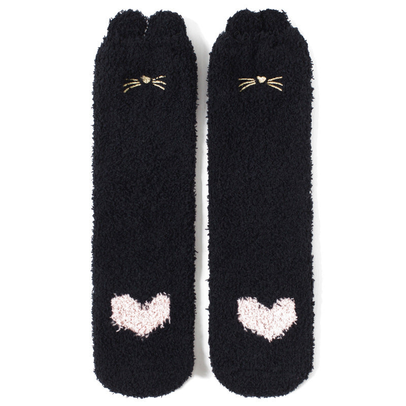 Coral Fleece Plus Velvet Floor Sleep Socks