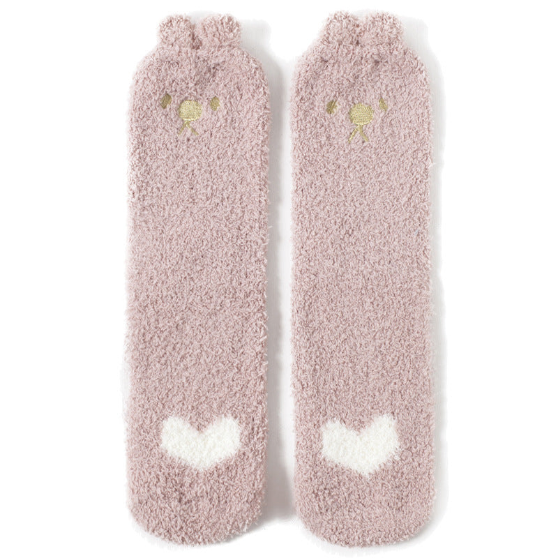 Coral Fleece Plus Velvet Floor Sleep Socks