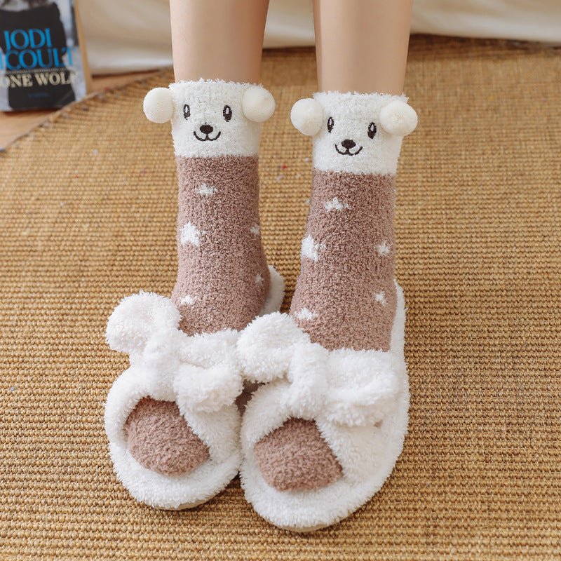 Coral Fleece Plus Velvet Floor Sleep Socks