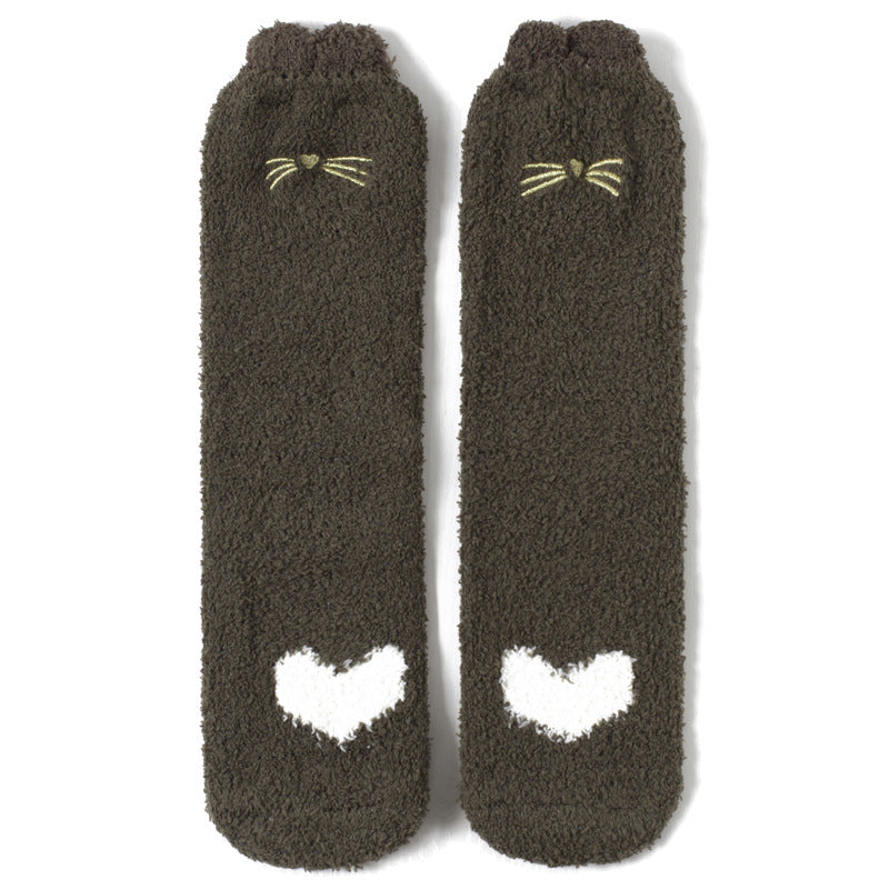 Coral Fleece Plus Velvet Floor Sleep Socks