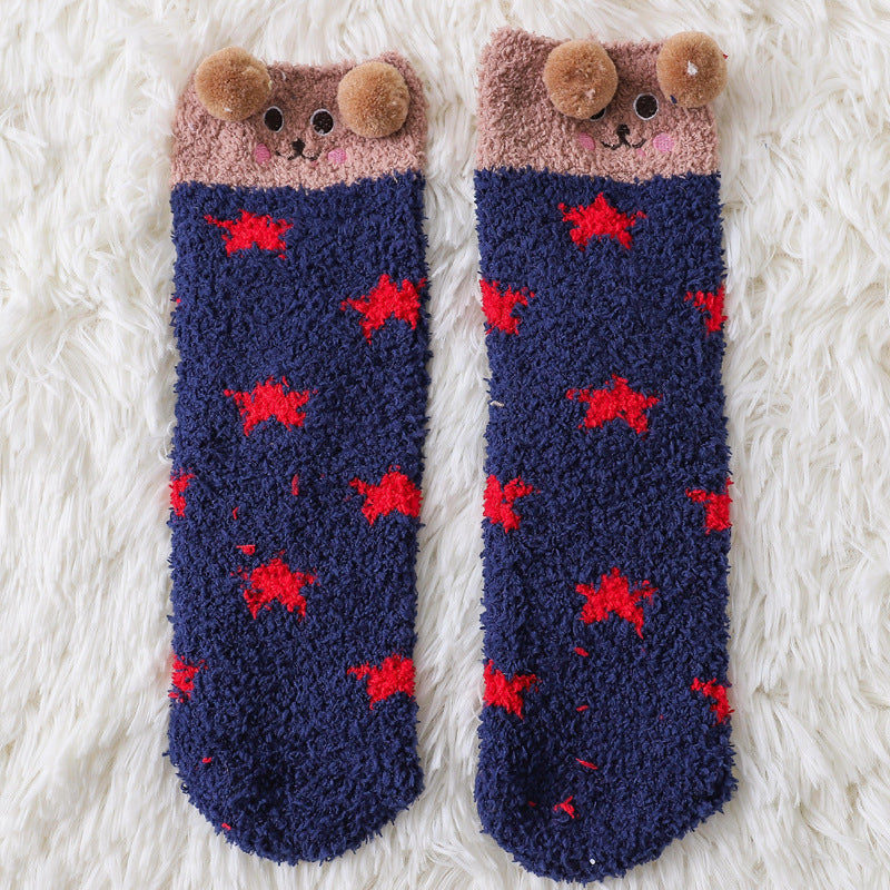 Coral Fleece Plus Velvet Floor Sleep Socks