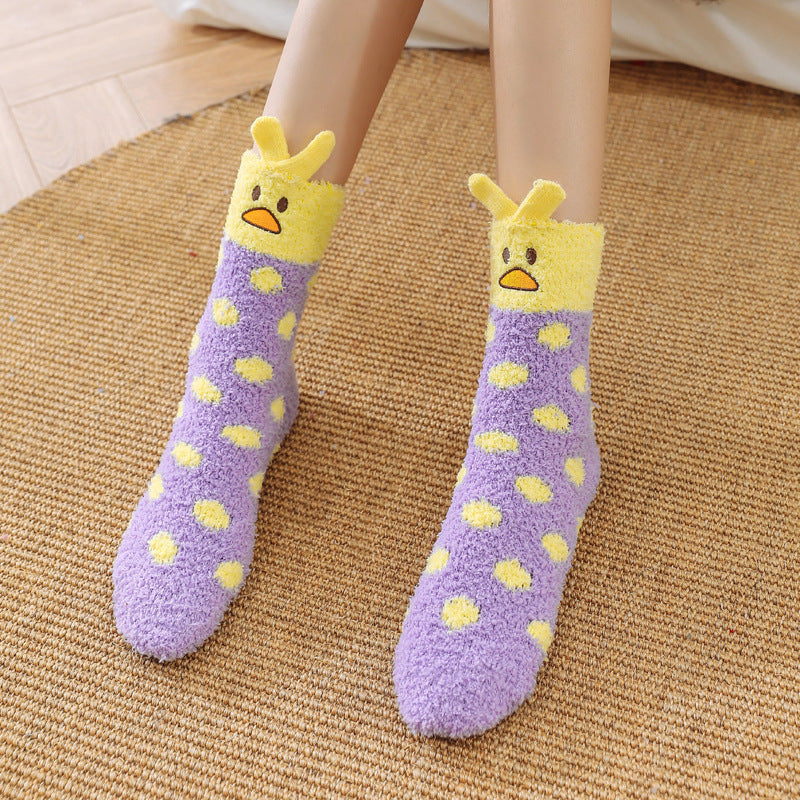 Coral Fleece Plus Velvet Floor Sleep Socks