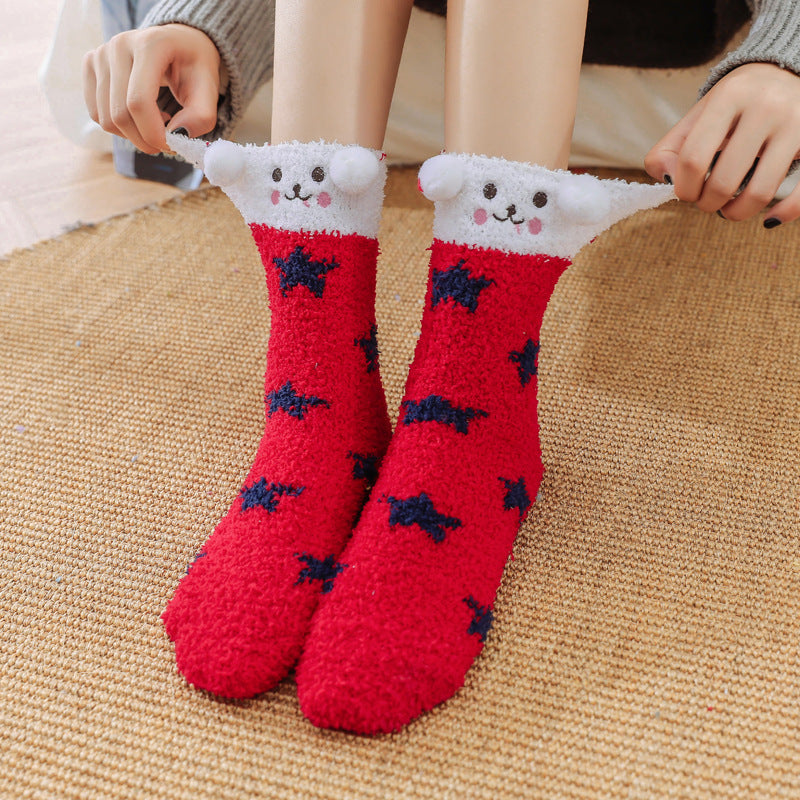 Coral Fleece Plus Velvet Floor Sleep Socks