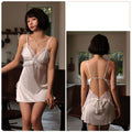Sexy Deep V Stitching Lace Cross Halter Nightdress