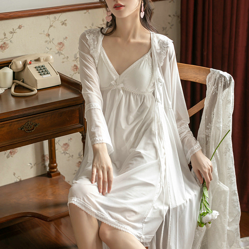 Lace Sling Two-Piece Sexy Mesh Nightgown