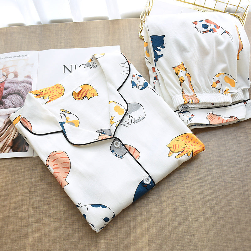 Women's Cat Print Loose Long-Sleeved Home Wear