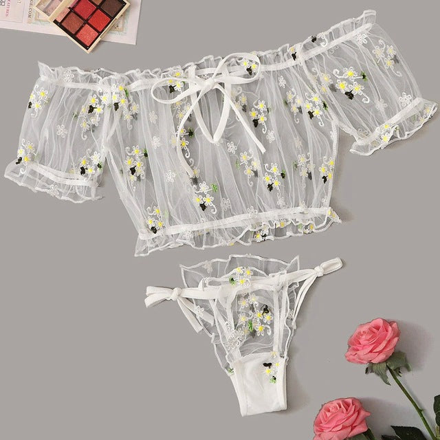 Romantic Bowknot Strapless Underwear Set