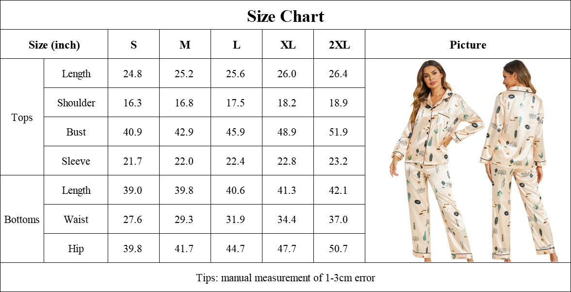 Women's Silk Satin Printed Pajama Set