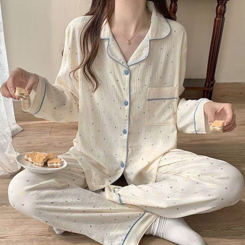 Graphic Long Sleeve Pajama Cardigan Lounge Set