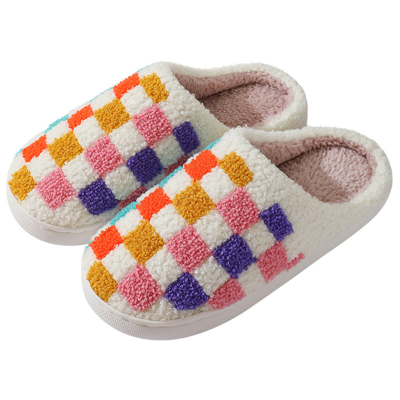 Fashion Colorful Checkerboard Home Slippers