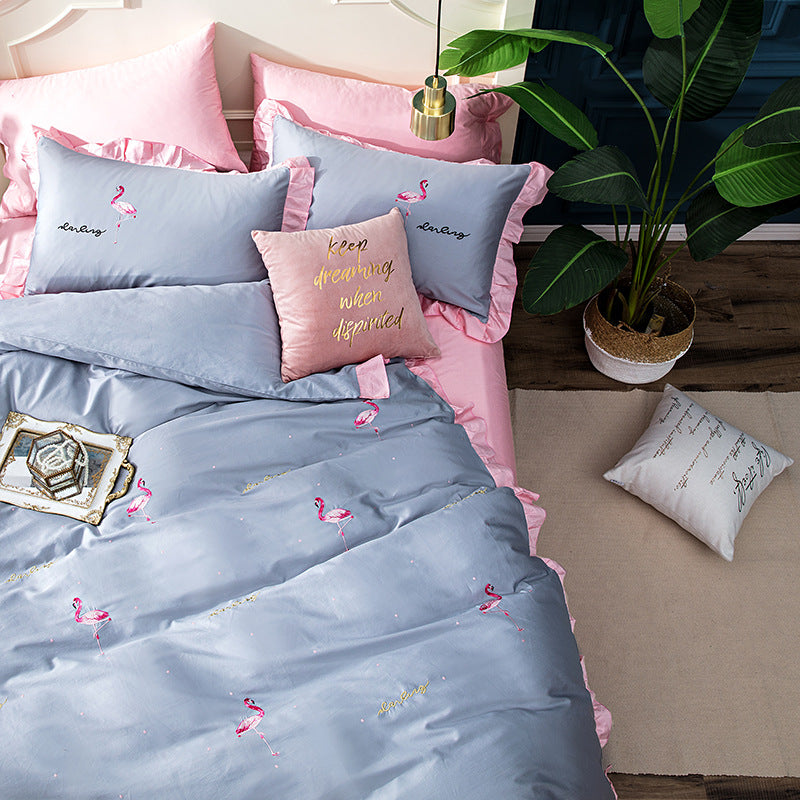 Four-Piece Long-Staple Cotton Satin Pajama Set