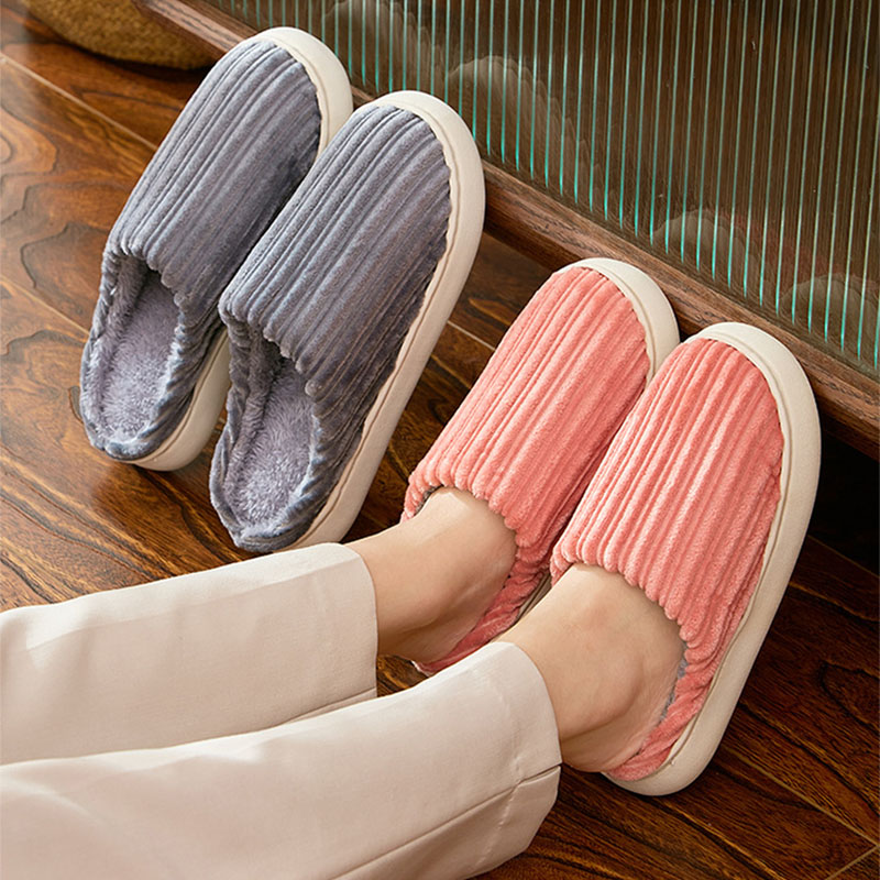 Stripe Fashion Corduroy Non-slip Plush Slippers