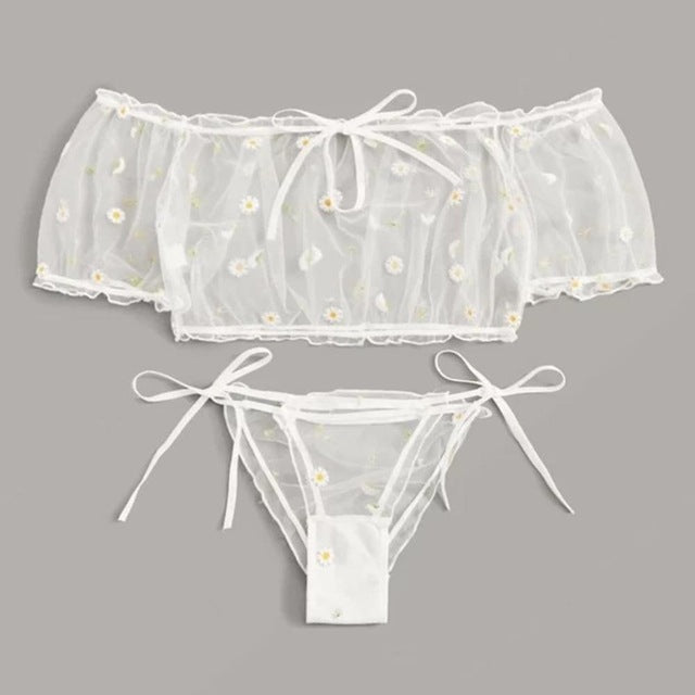 Romantic Bowknot Strapless Underwear Set