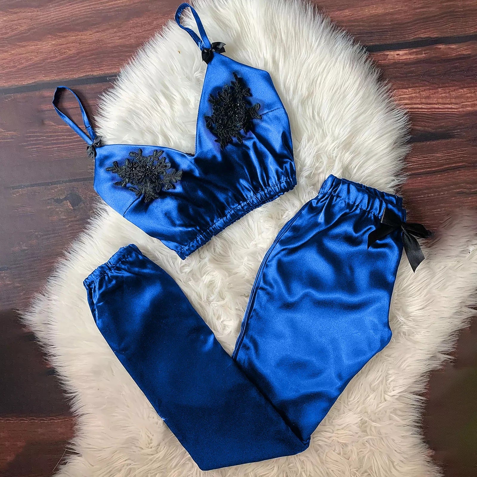 Lace Sling Bra Silk Pants Comfortable Sleep Underwear