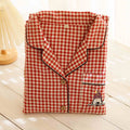 Cotton Gauze Embroidered Plaid Outdoor Casual Pajamas