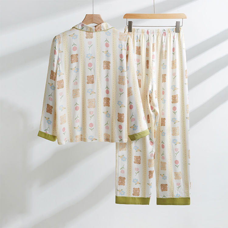 Women's Satin Home Wear Long Sleeved Pajama Set