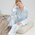 Women's Silk Pajamas Long Sleeve Trousers Suit