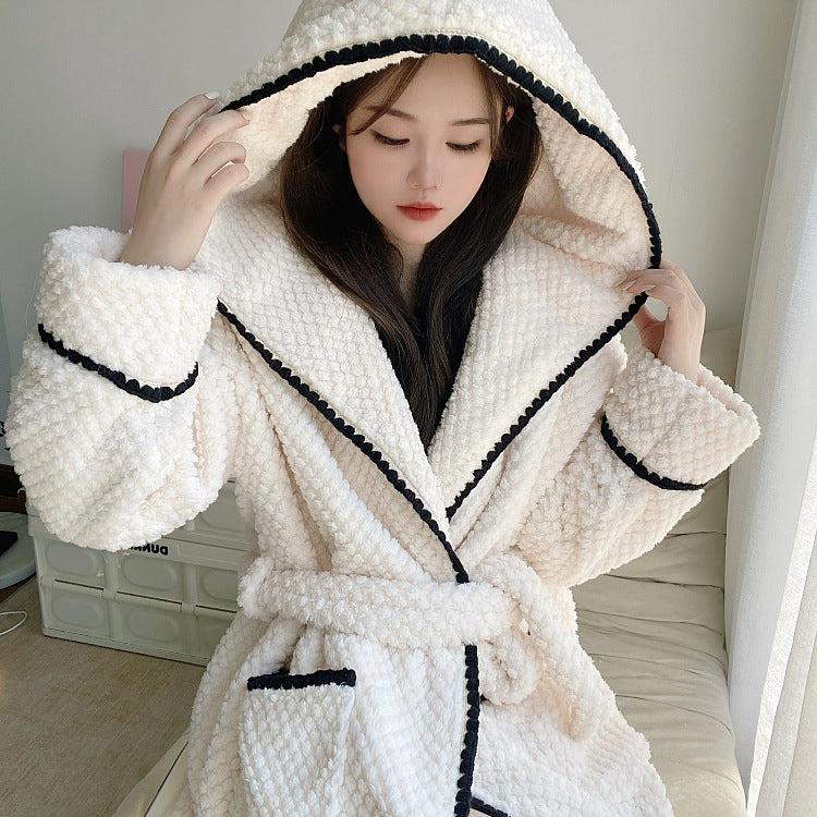 Coral Velvet Cute Fleece-lined Thickened Robe