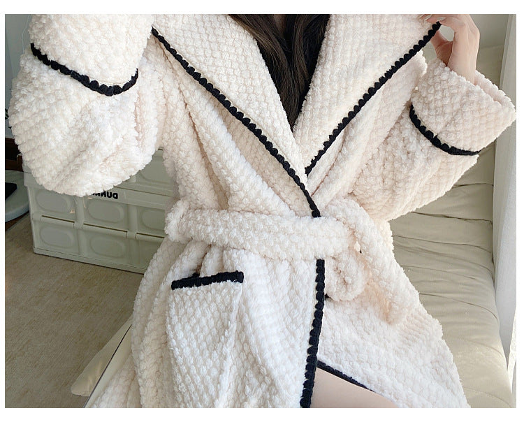 Coral Velvet Cute Fleece-lined Thickened Robe
