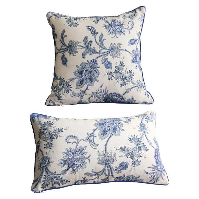 Eloquent Floral-style Blue and White Pillow/ Pillowcase