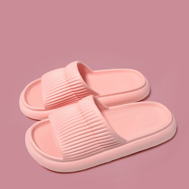Solid Striped Design Home Slippers Non-slip